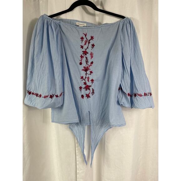 50% OFF BeachLunchLounge Top Off The Shoulder Embroidered - Picture 1 of 7